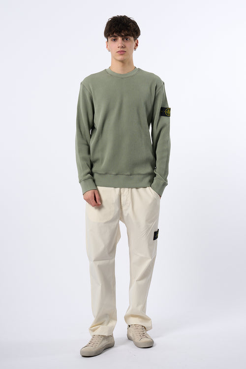 Stone Island Maglia Cotone Waffel Salvia Uomo-2