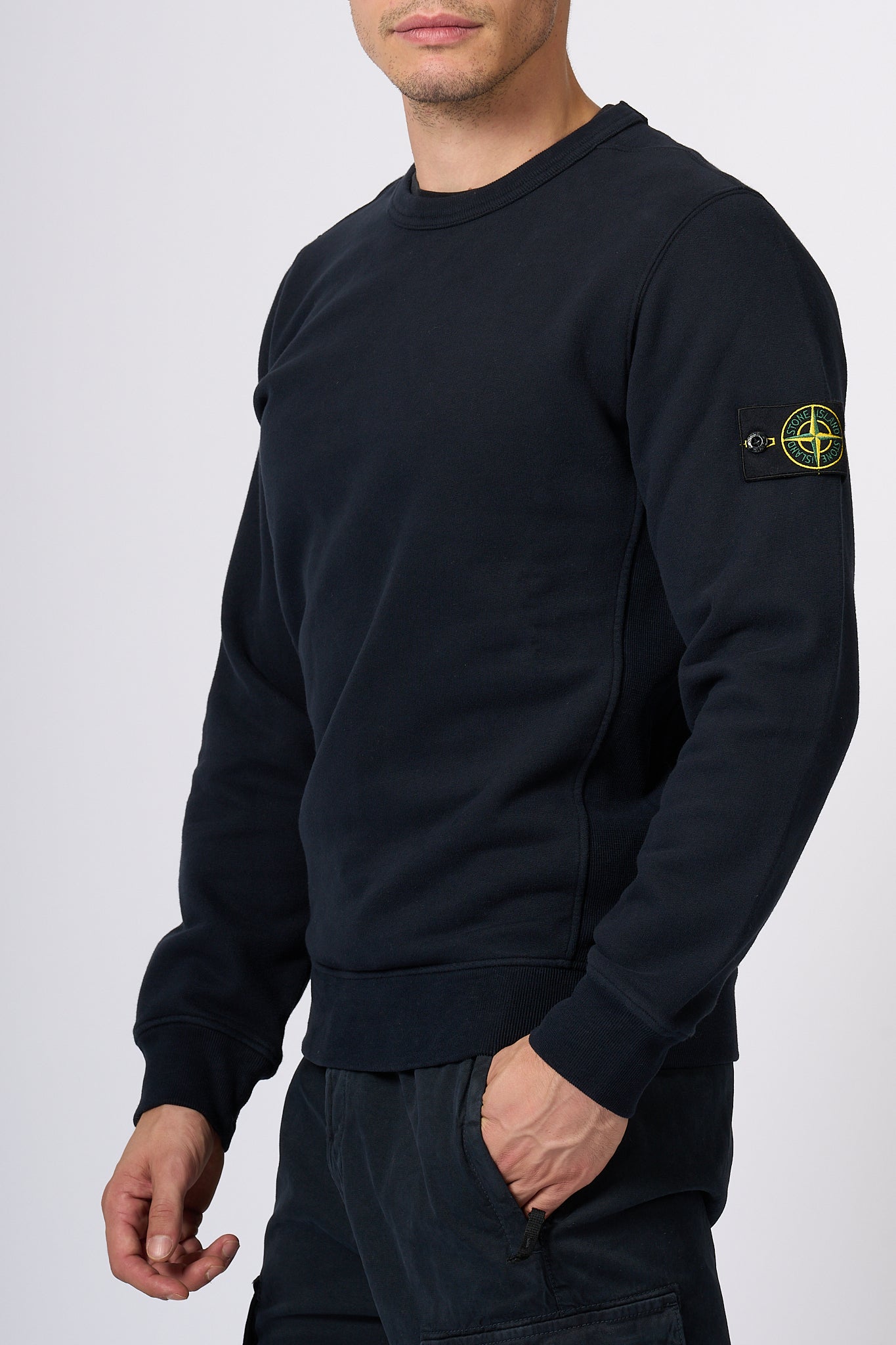 Stone Island Felpa Girocollo Blu Uomo-2