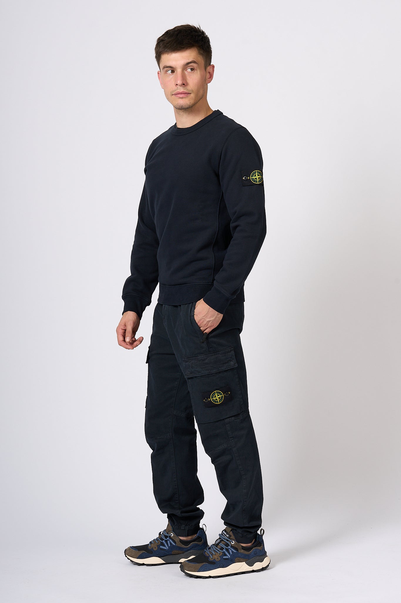 Stone Island Felpa Girocollo Blu Uomo-3