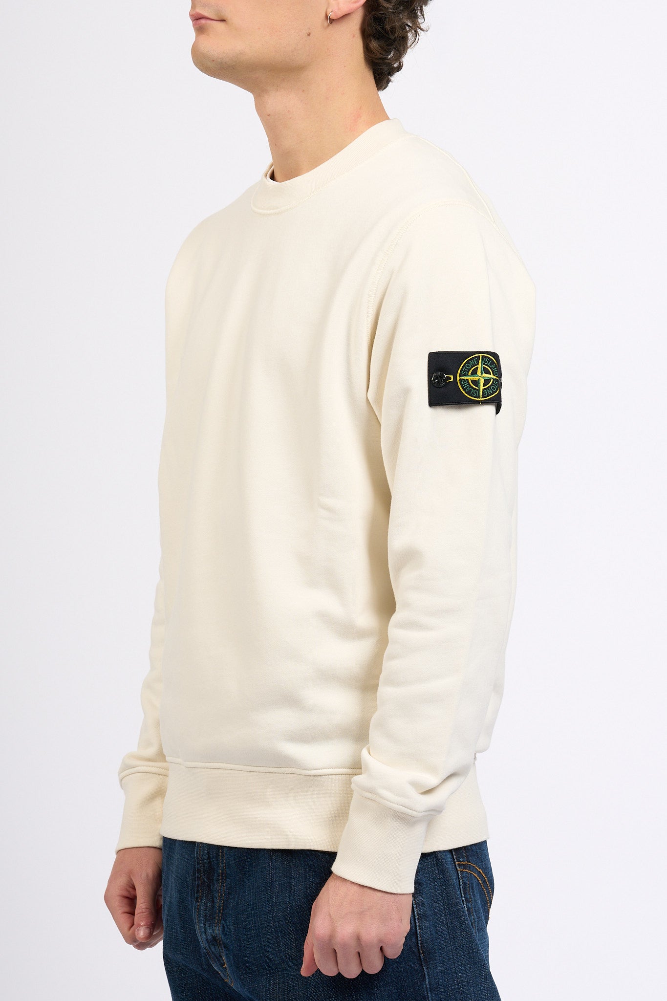 Stone Island Felpa Girocollo Regular Avorio Uomo-5