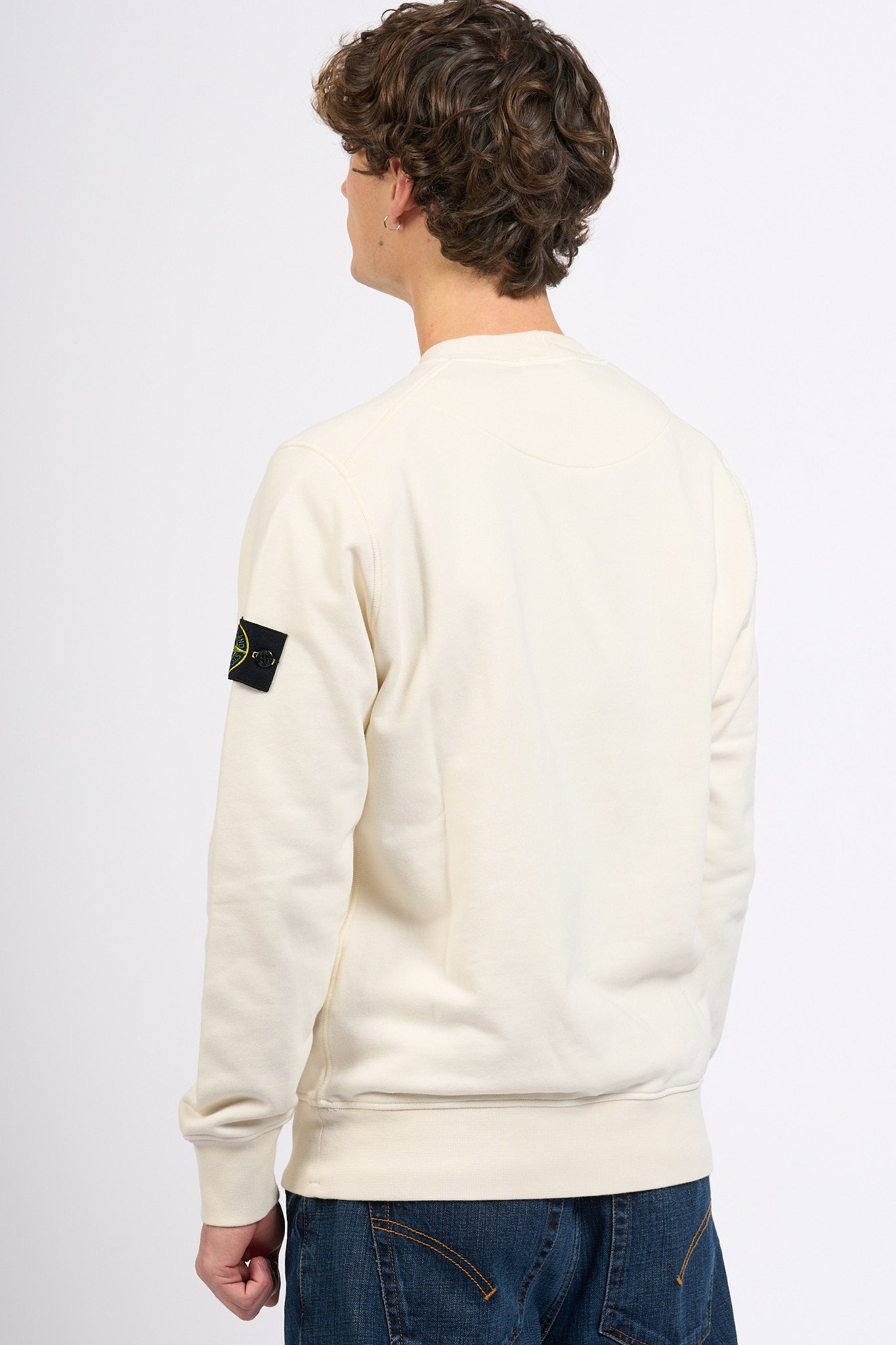Stone Island Felpa Girocollo Regular Avorio Uomo-6