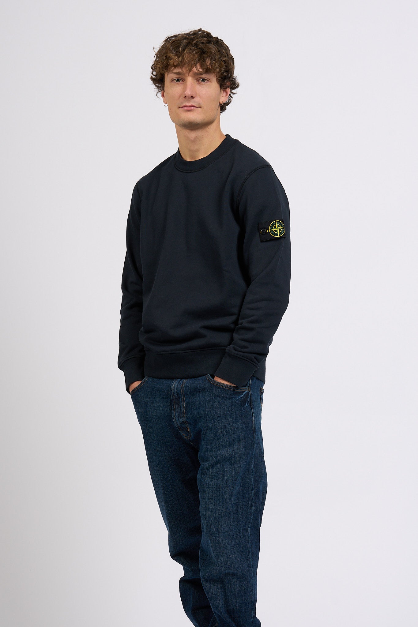 Stone Island Felpa Girocollo Regular Blu Uomo-4