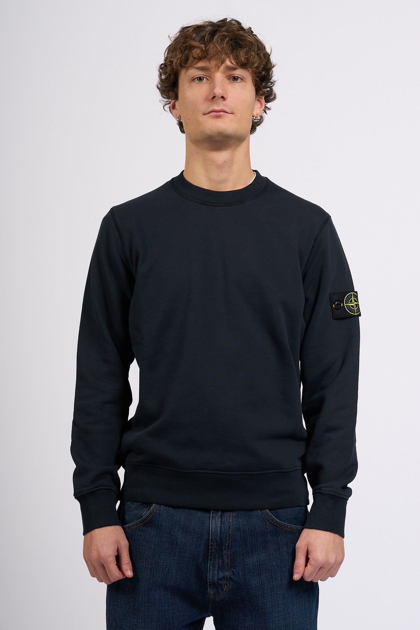 Stone Island Felpa Girocollo Regular Blu Uomo-1
