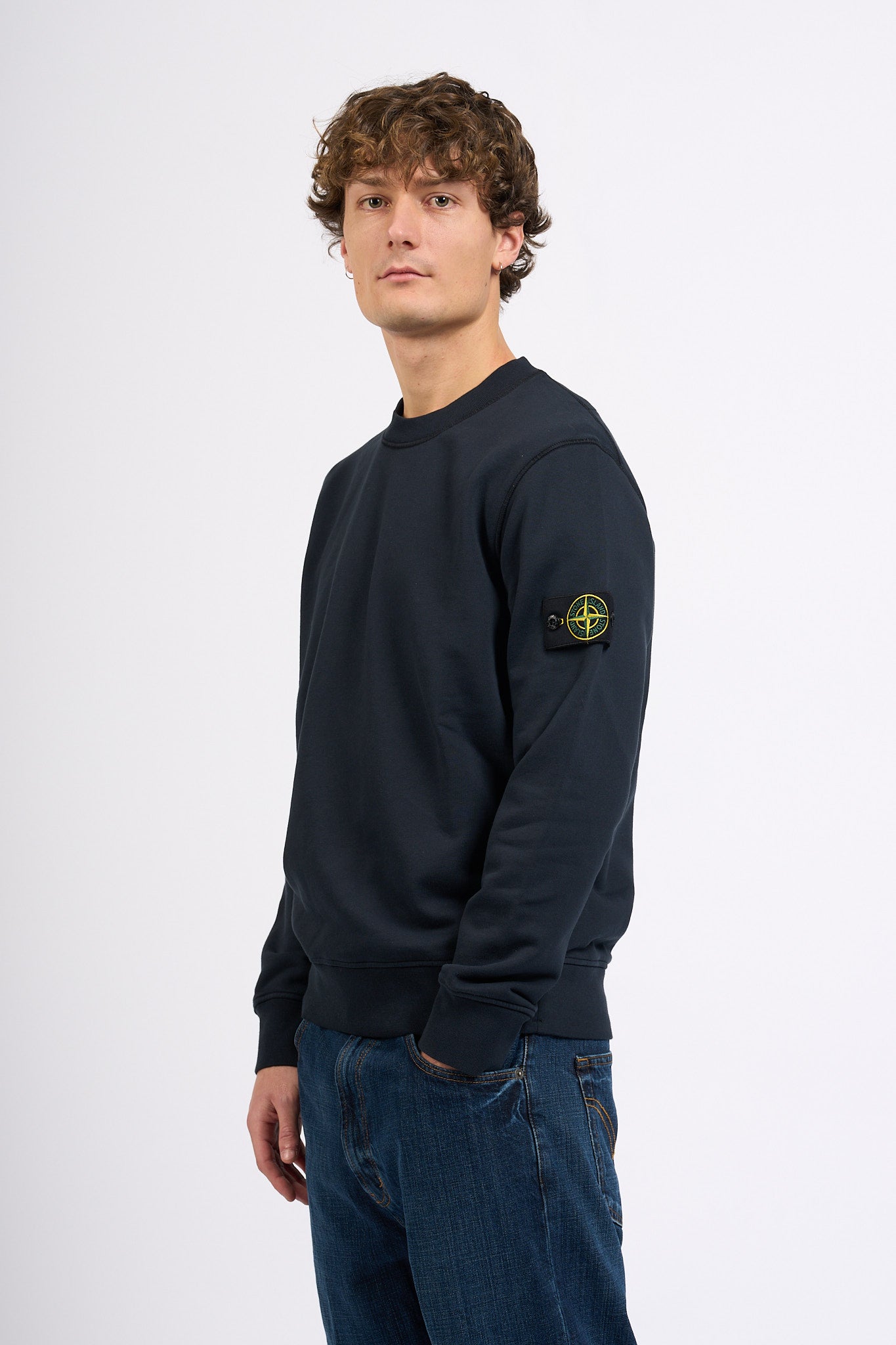 Stone Island Felpa Girocollo Regular Blu Uomo-5
