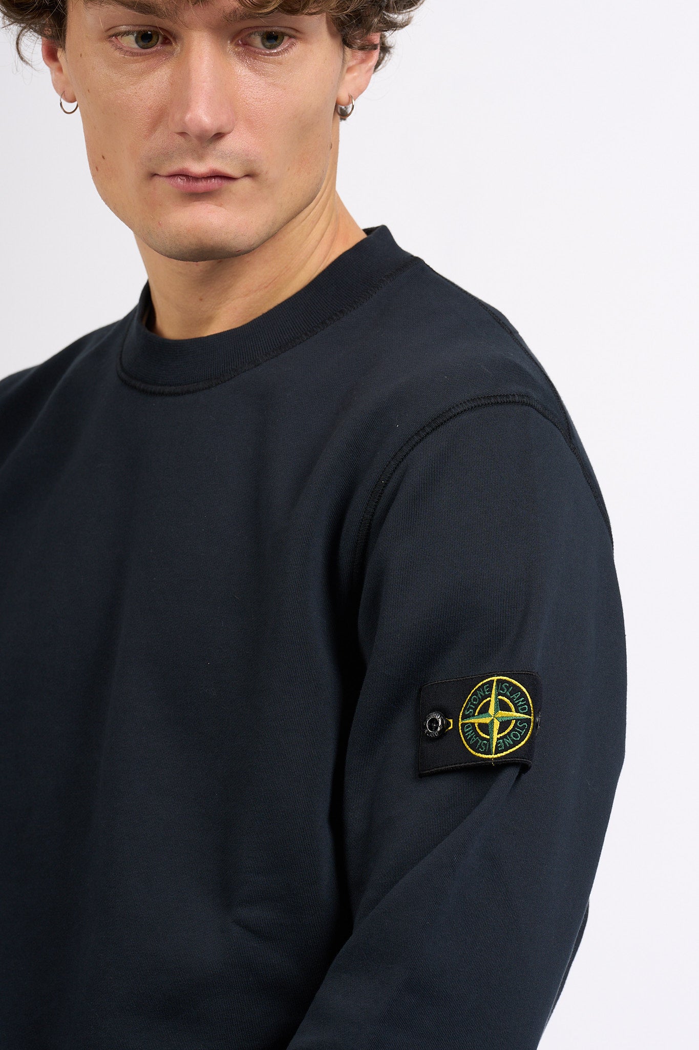 Stone Island Felpa Girocollo Regular Blu Uomo-7