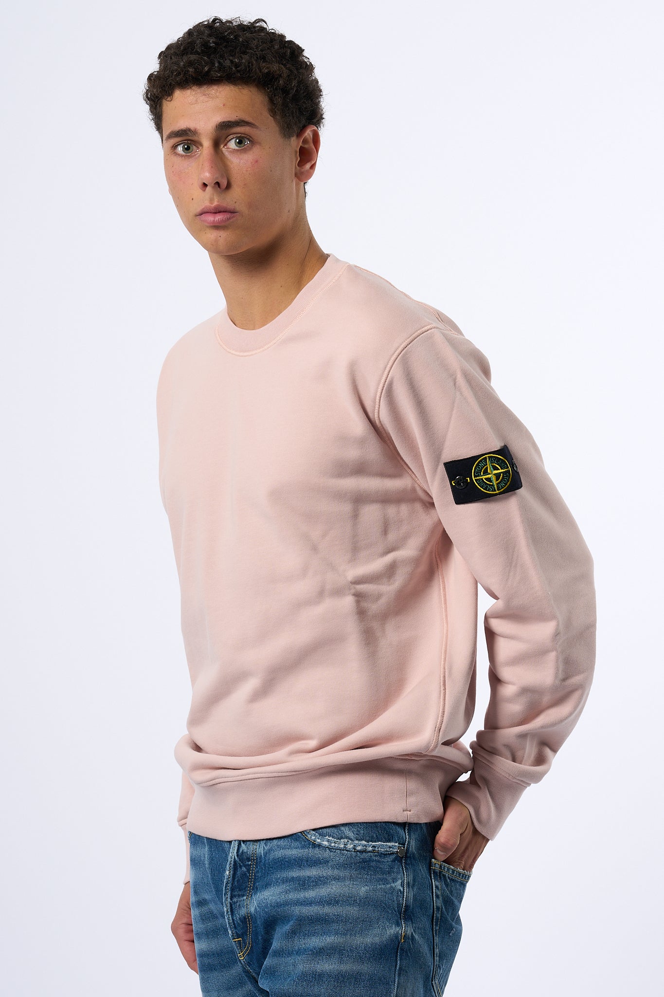 Stone Island Felpa Girocollo 6100044 Rosa Antico Uomo-5