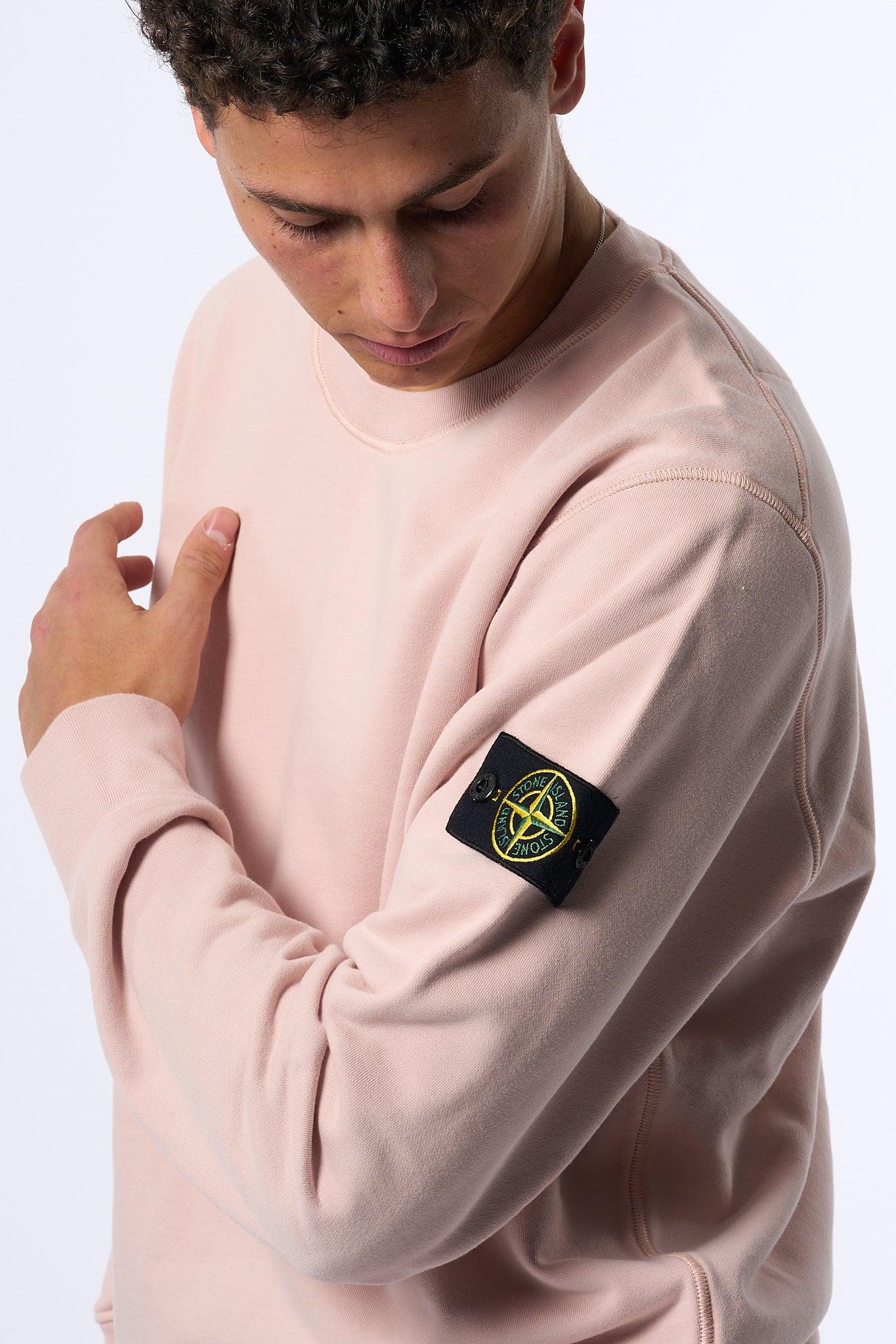 Stone Island Felpa Girocollo 6100044 Rosa Antico Uomo-2