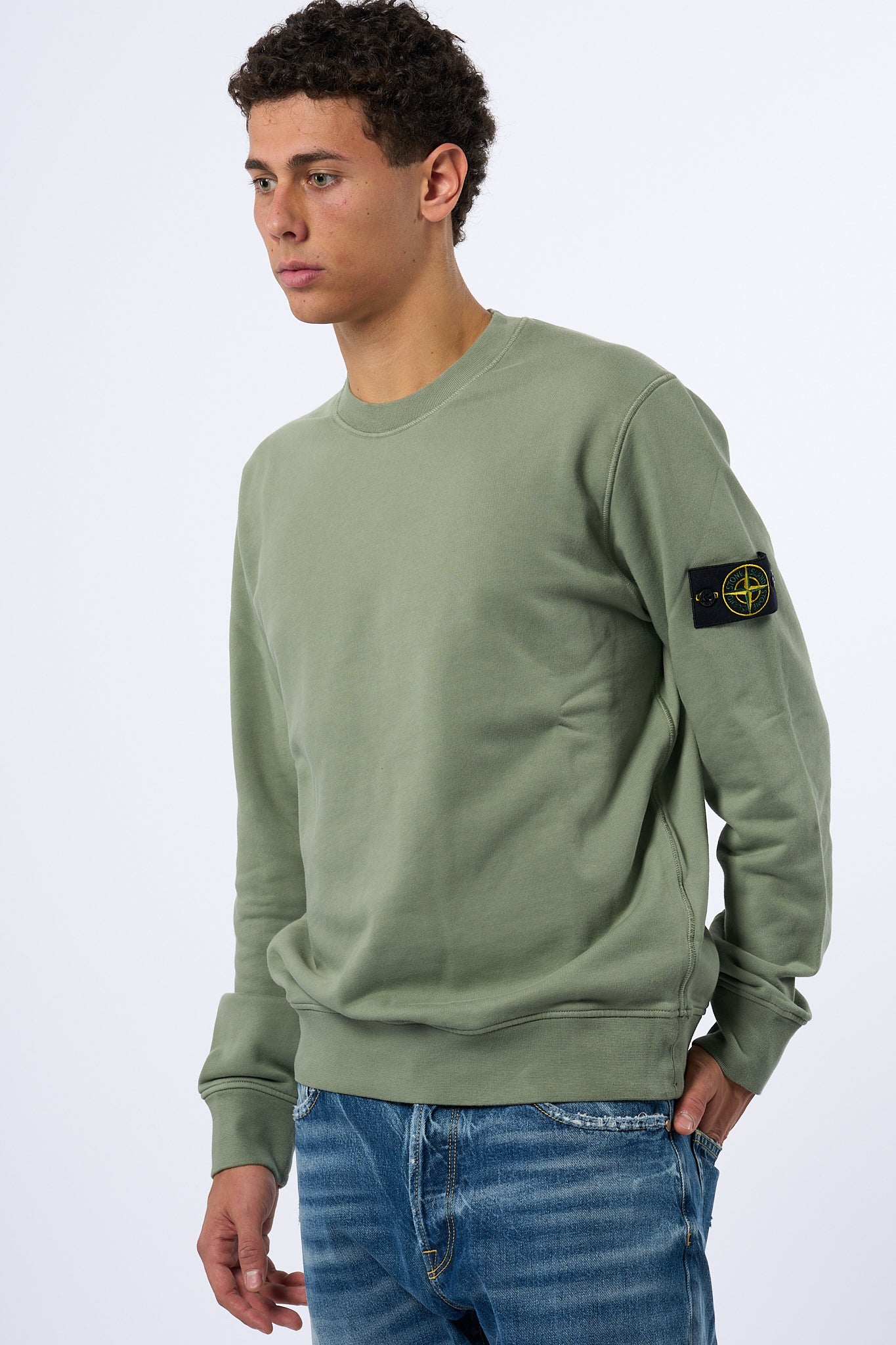 Stone Island Felpa Girocollo 6100044 Salvia Uomo-4