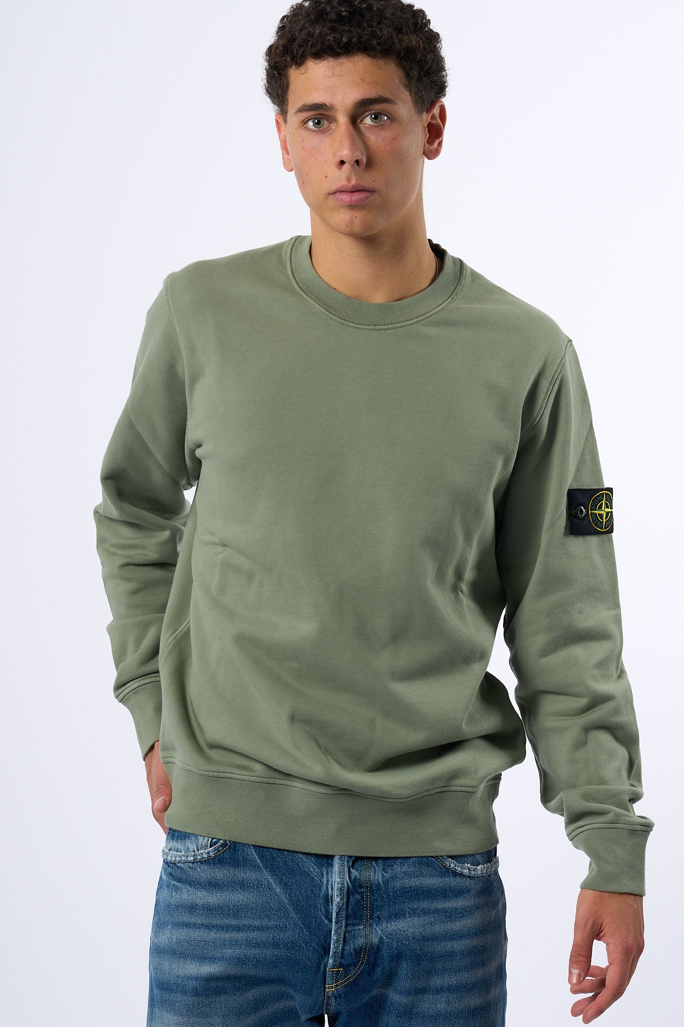 Stone Island Felpa Girocollo 6100044 Salvia Uomo-5