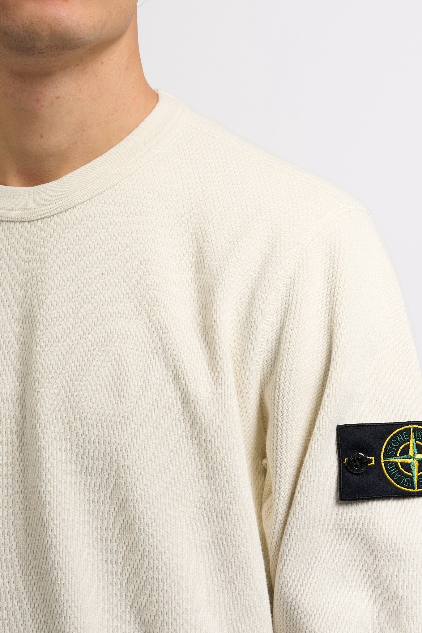 Stone Island Felpa Punto Rete Bianco Uomo-2