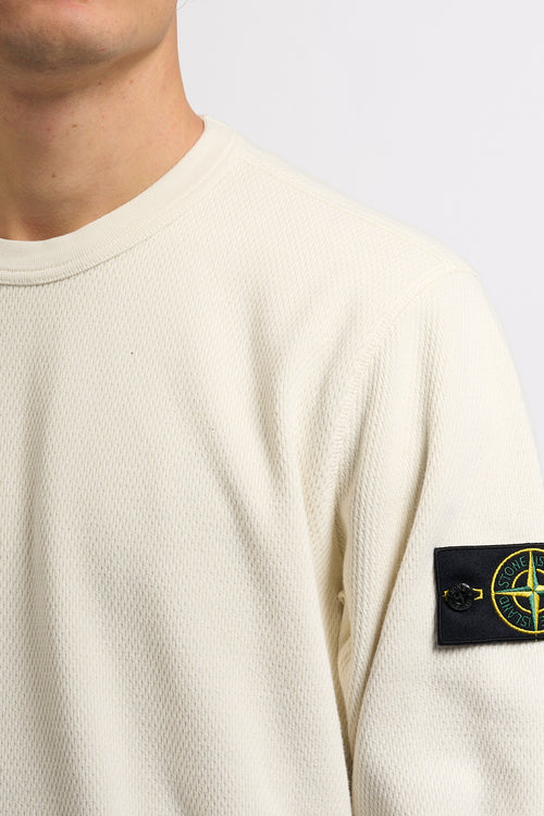 Stone Island Felpa Punto Rete Bianco Uomo-2