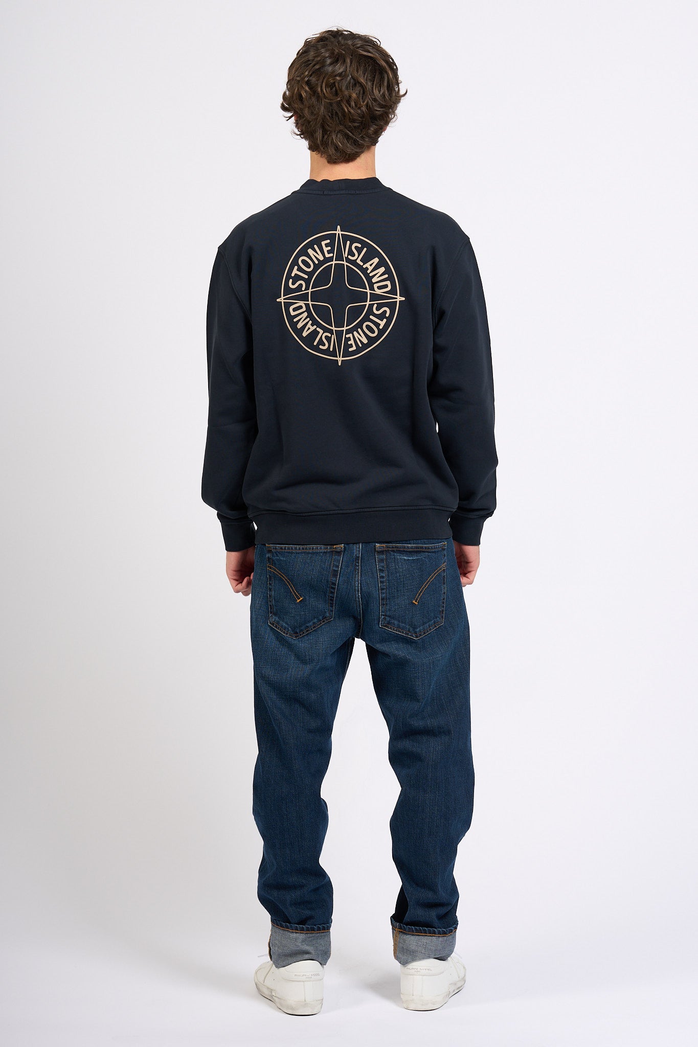Stone Island Felpa Stampa Retro Blu Uomo-5