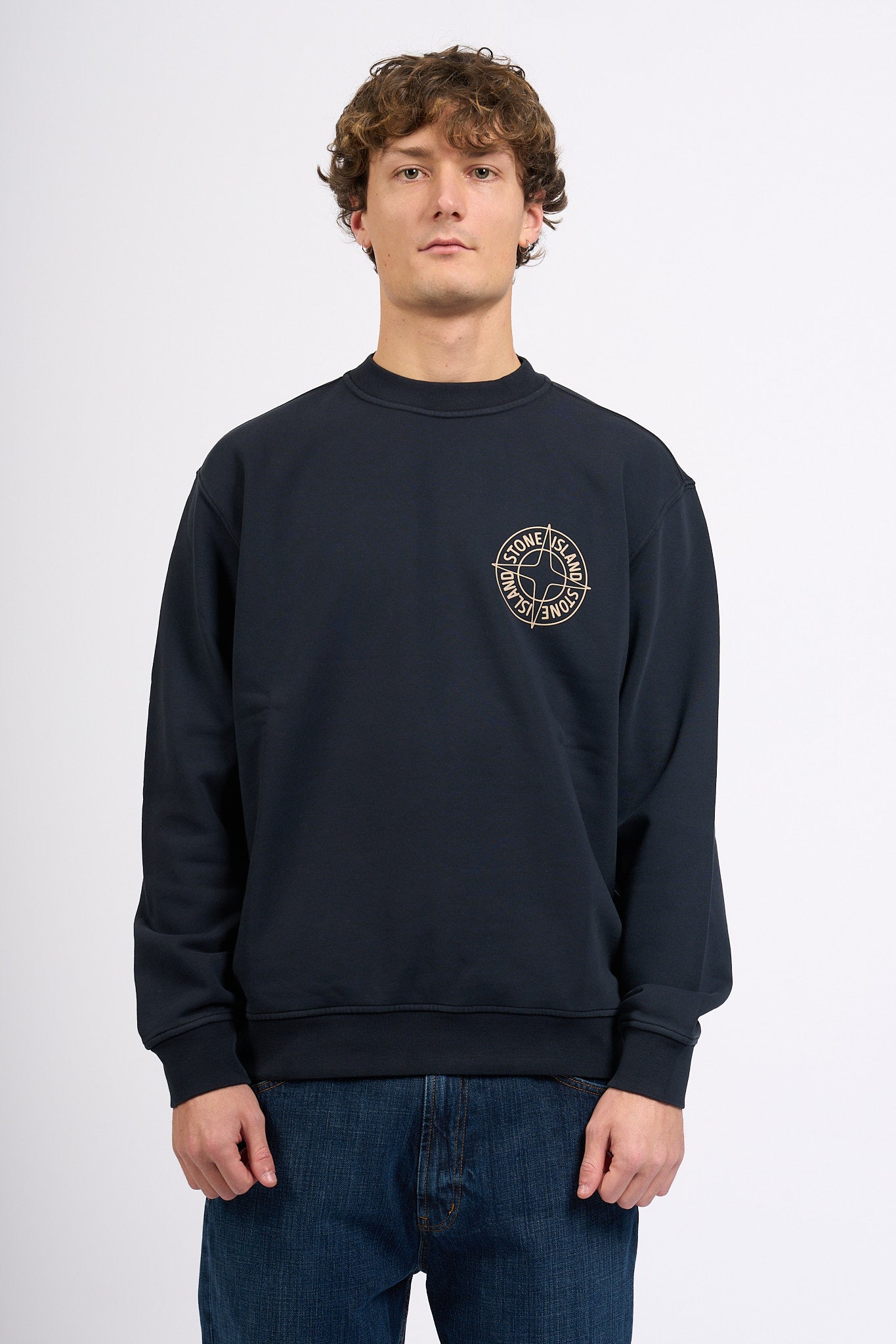 Stone Island Felpa Stampa Retro Blu Uomo-2
