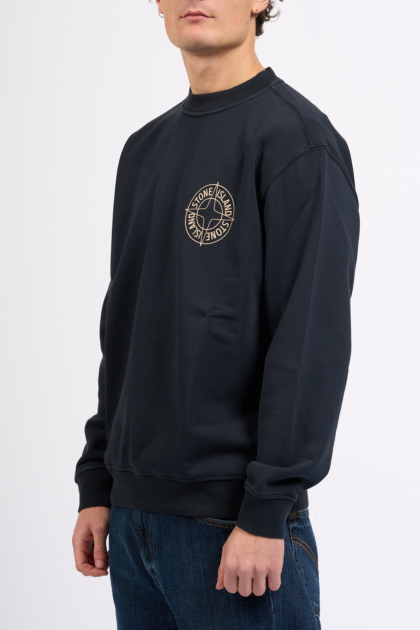 Stone Island Felpa Stampa Retro Blu Uomo-6