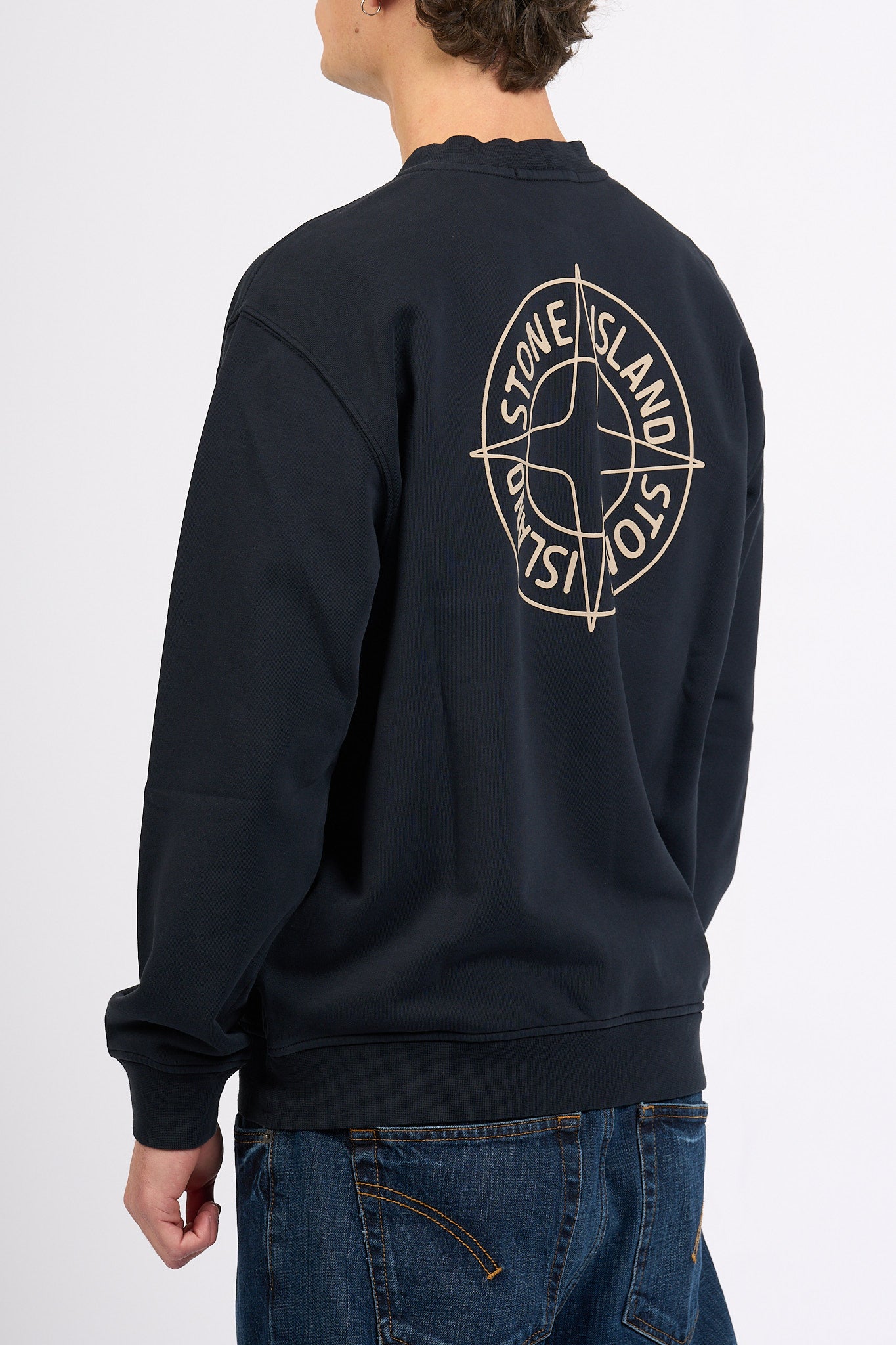 Stone Island Felpa Stampa Retro Blu Uomo-7