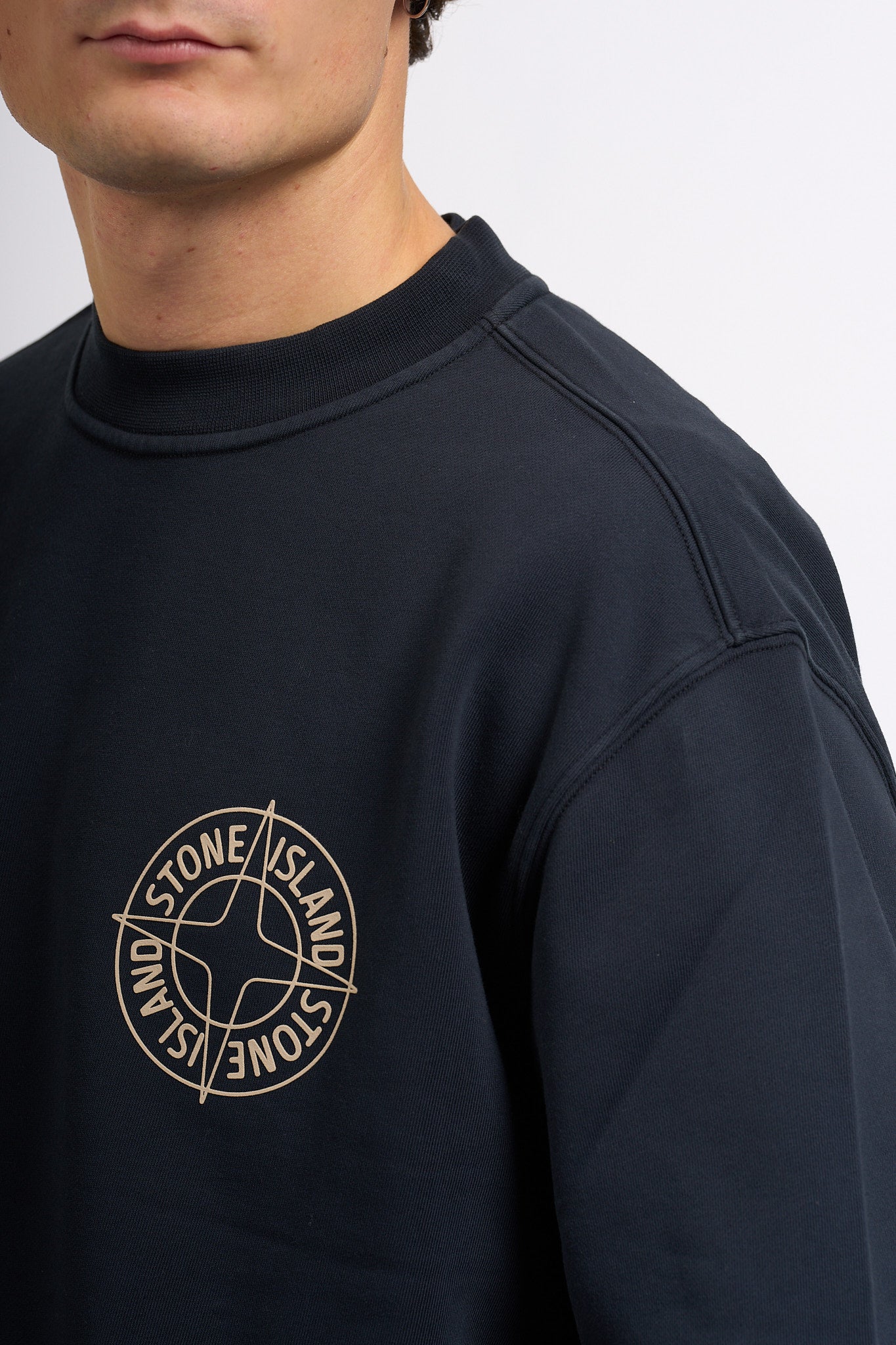Stone Island Felpa Stampa Retro Blu Uomo-8