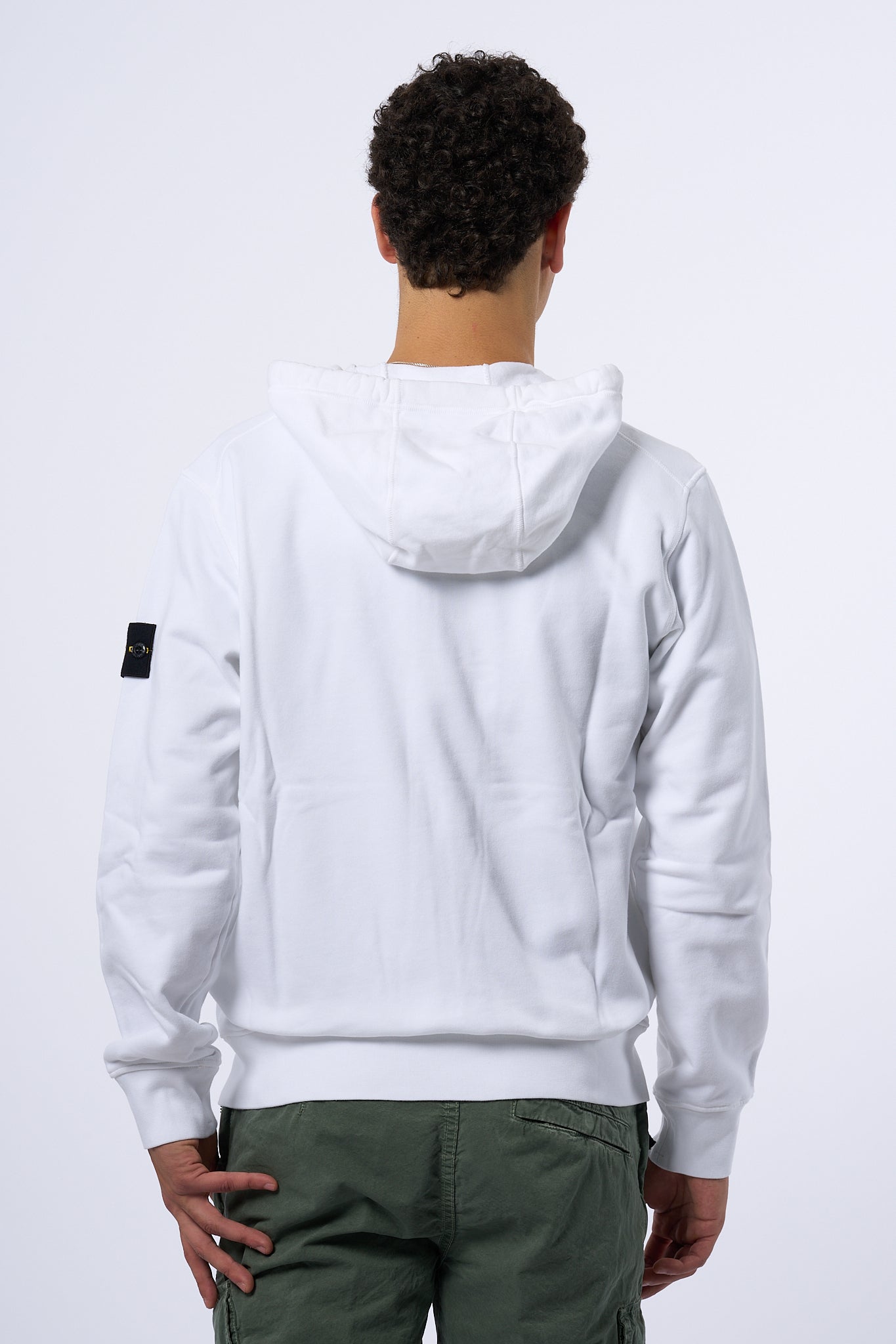 Stone Island Felpa Zip Cappuccio Bianco Uomo-5