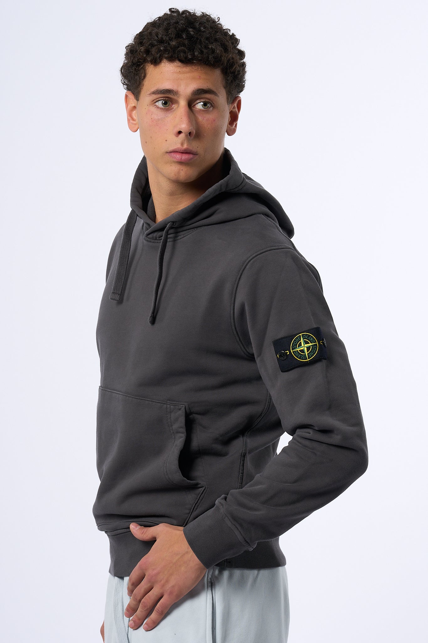 Stone Island Felpa con Cappuccio Antracite Uomo-1