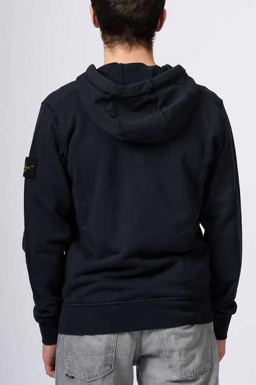 Stone Island Felpa Zip Cappuccio Blu Uomo-2