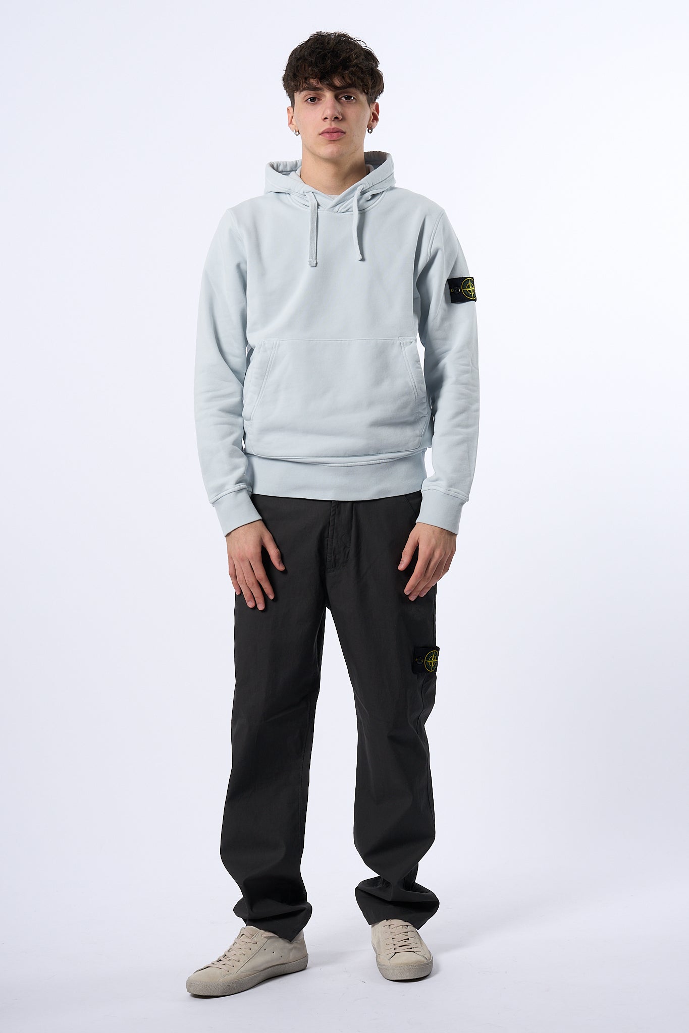 Stone Island Felpa con Cappuccio Cielo Uomo-4