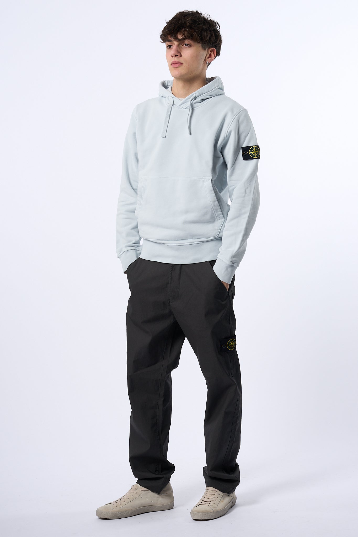 Stone Island Felpa con Cappuccio Cielo Uomo-1