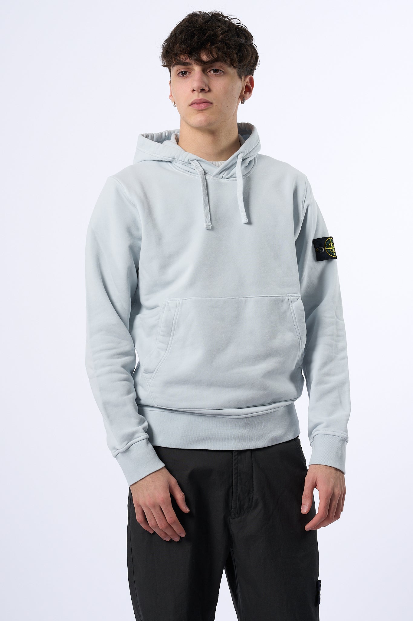 Stone Island Felpa con Cappuccio Cielo Uomo-5