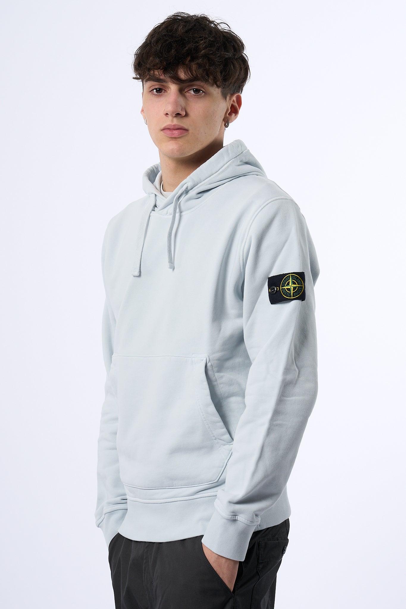 Stone Island Felpa con Cappuccio Cielo Uomo-6