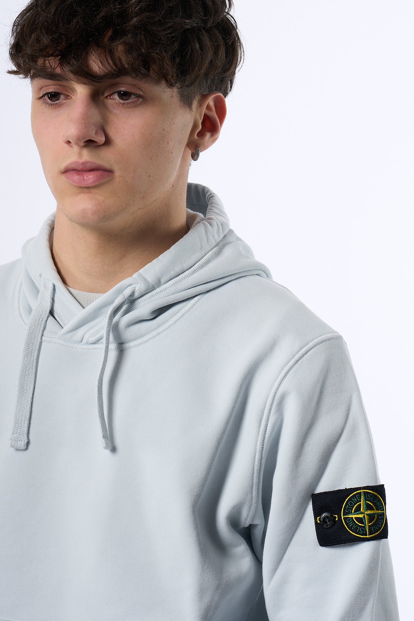 Stone Island Felpa con Cappuccio Cielo Uomo-3