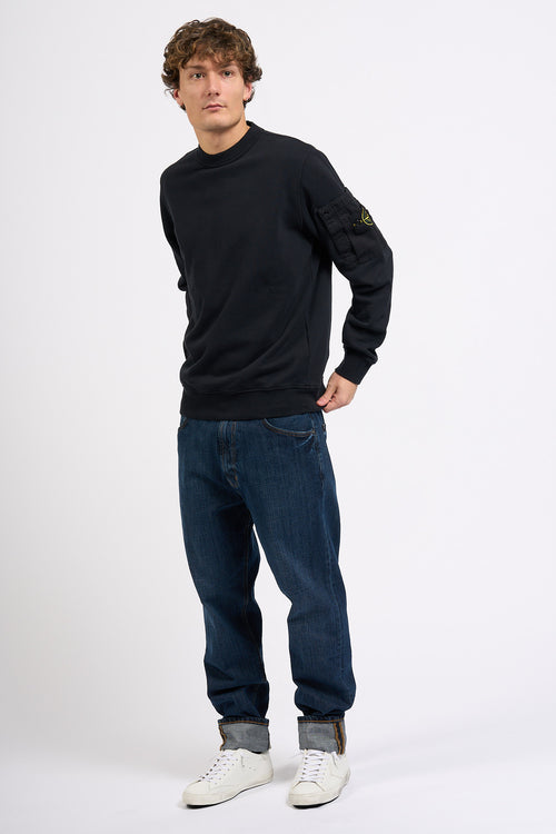 Stone Island Felpa con Taschino Blu Uomo