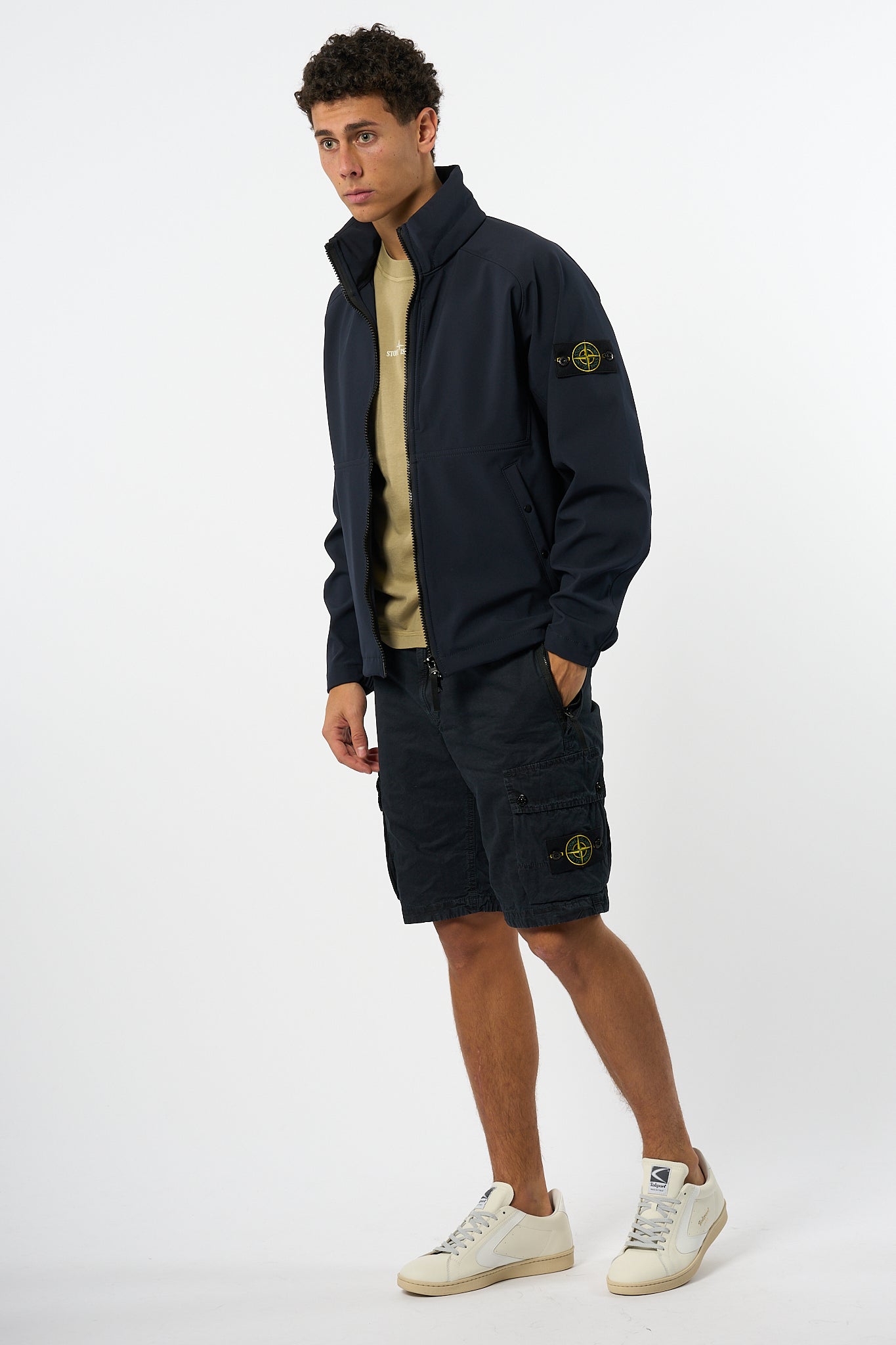 Stone Island Giubbino Shoft Shell Blu Uomo-5