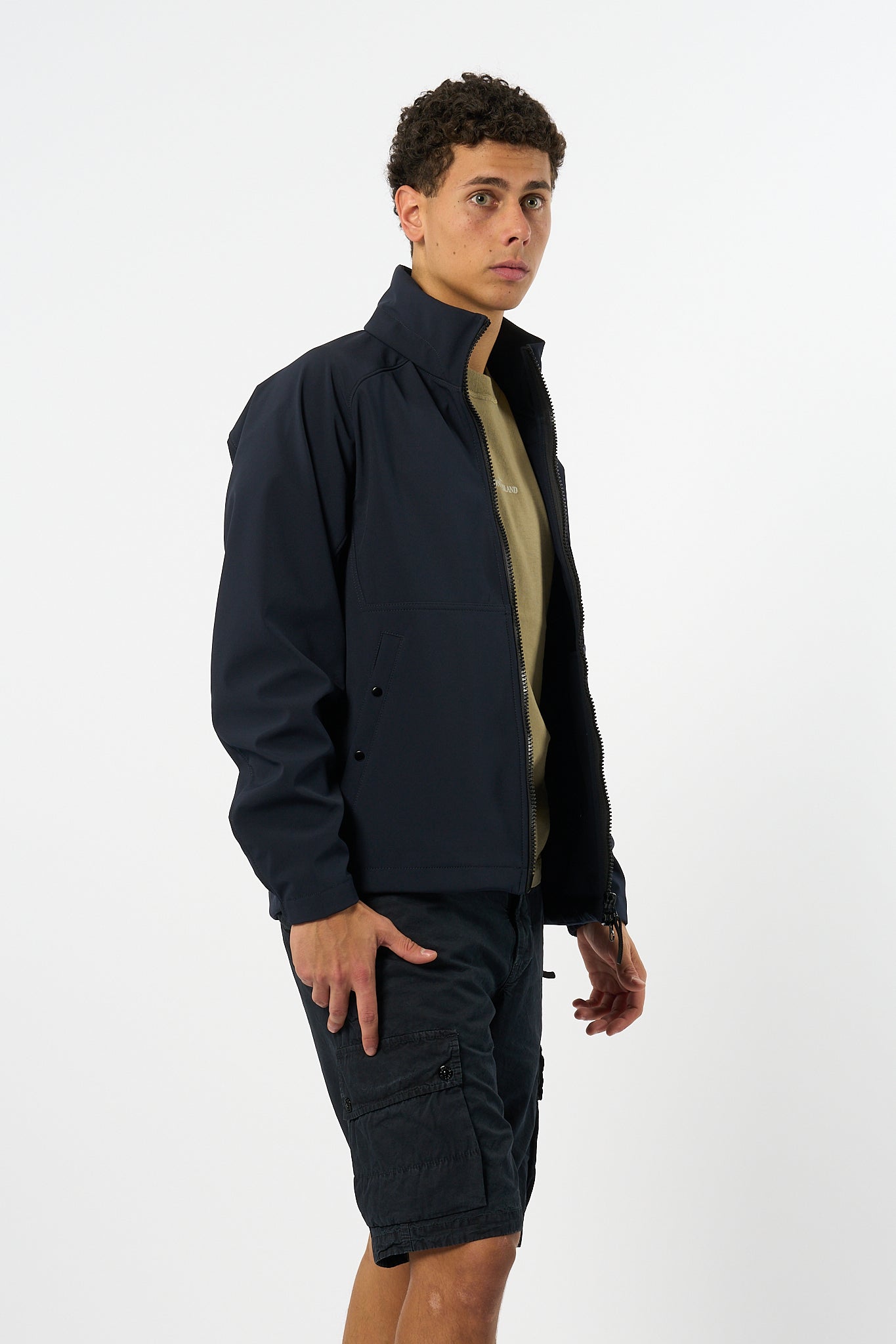 Stone Island Giubbino Shoft Shell Blu Uomo-6