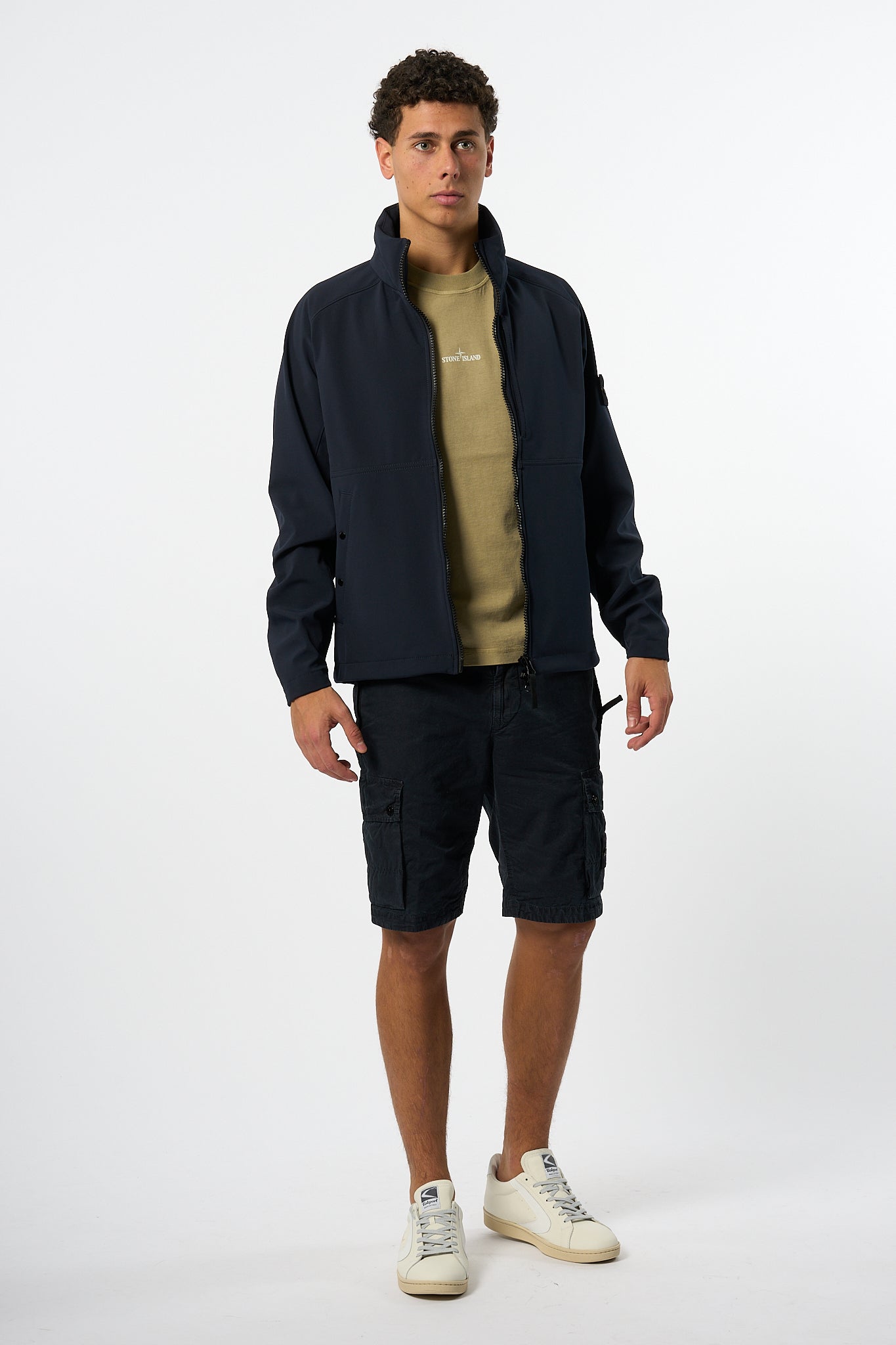 Stone Island Giubbino Shoft Shell Blu Uomo-11