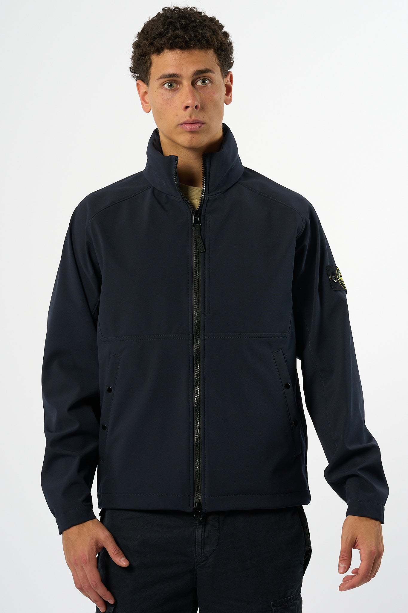 Stone Island Giubbino Shoft Shell Blu Uomo-1