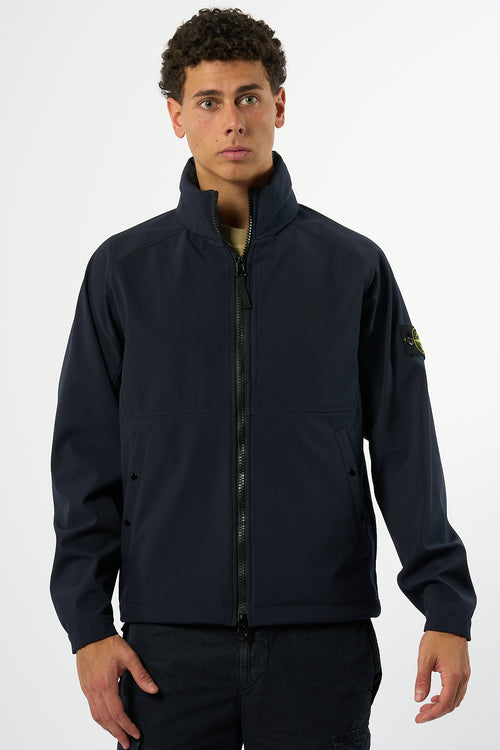 Stone Island Giubbino Shoft Shell Blu Uomo