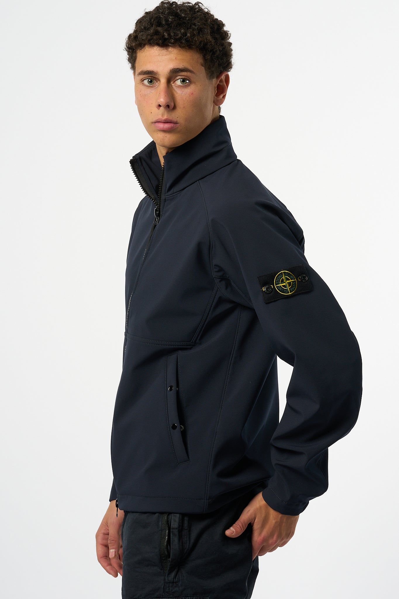 Stone Island Giubbino Shoft Shell Blu Uomo-7