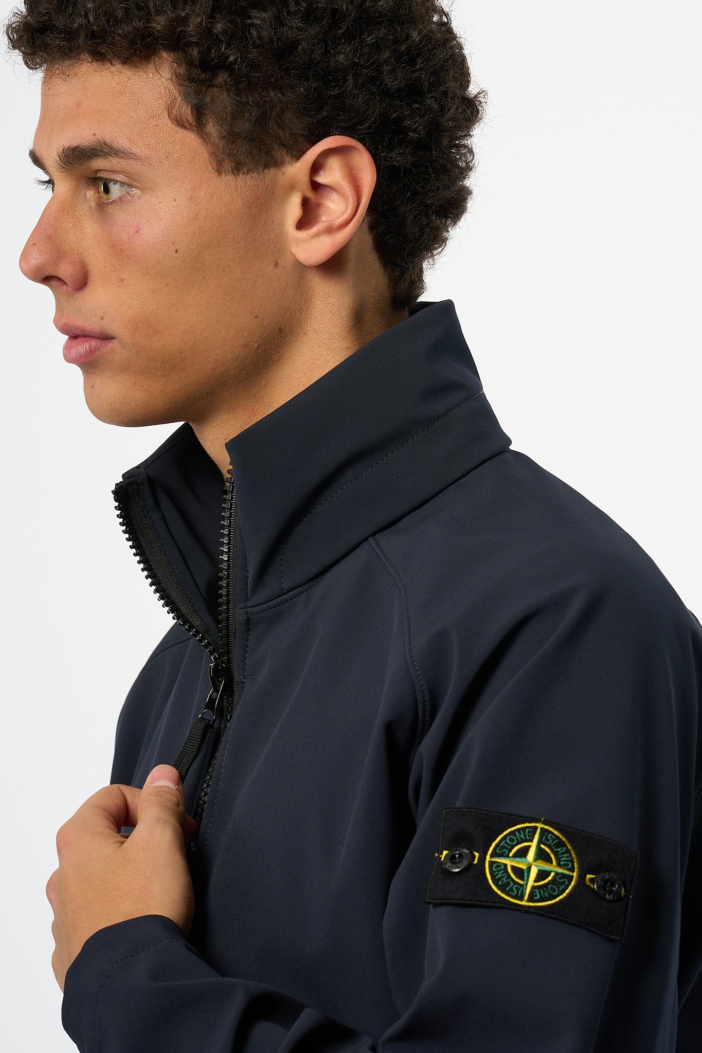 Stone Island Giubbino Shoft Shell Blu Uomo-4