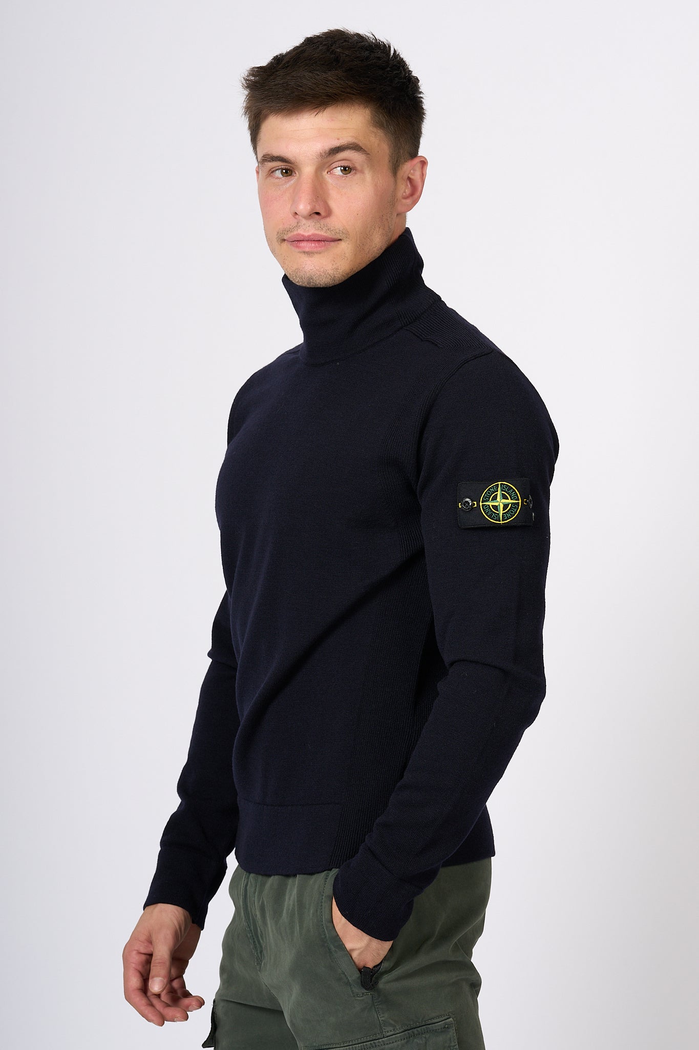 Stone Island Maglia Collo Alto Blu Uomo-4