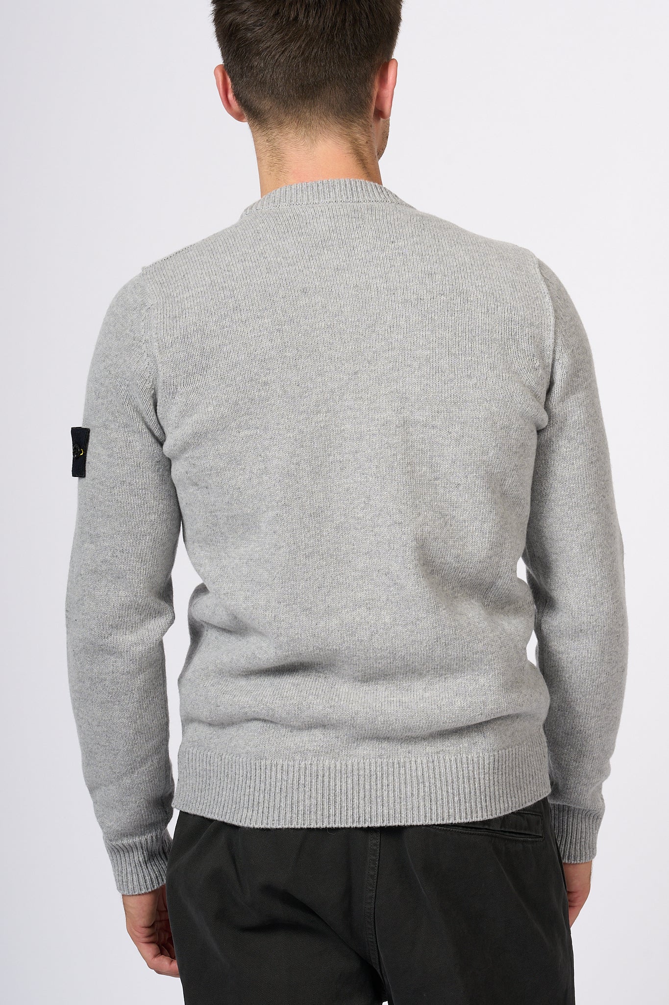 Stone Island Maglia Giro Lambswool Grigio Uomo-4