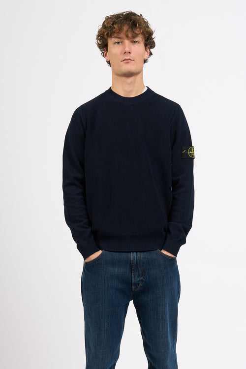 Stone Island Maglia Grana Di Riso Blu Uomo