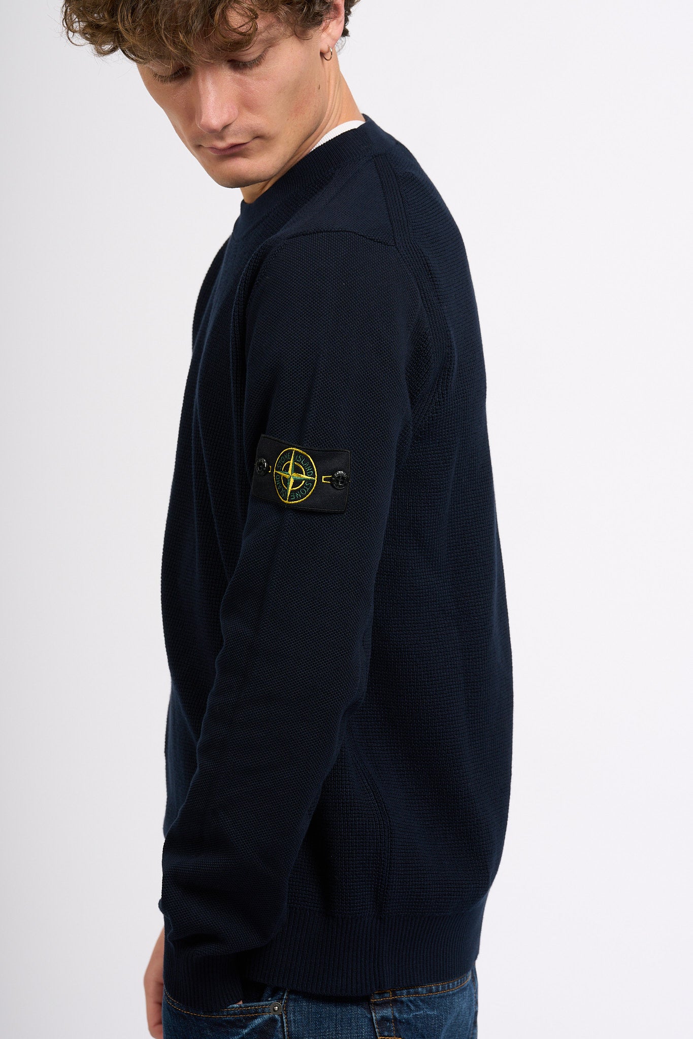 Stone Island Maglia Grana Di Riso Blu Uomo-7