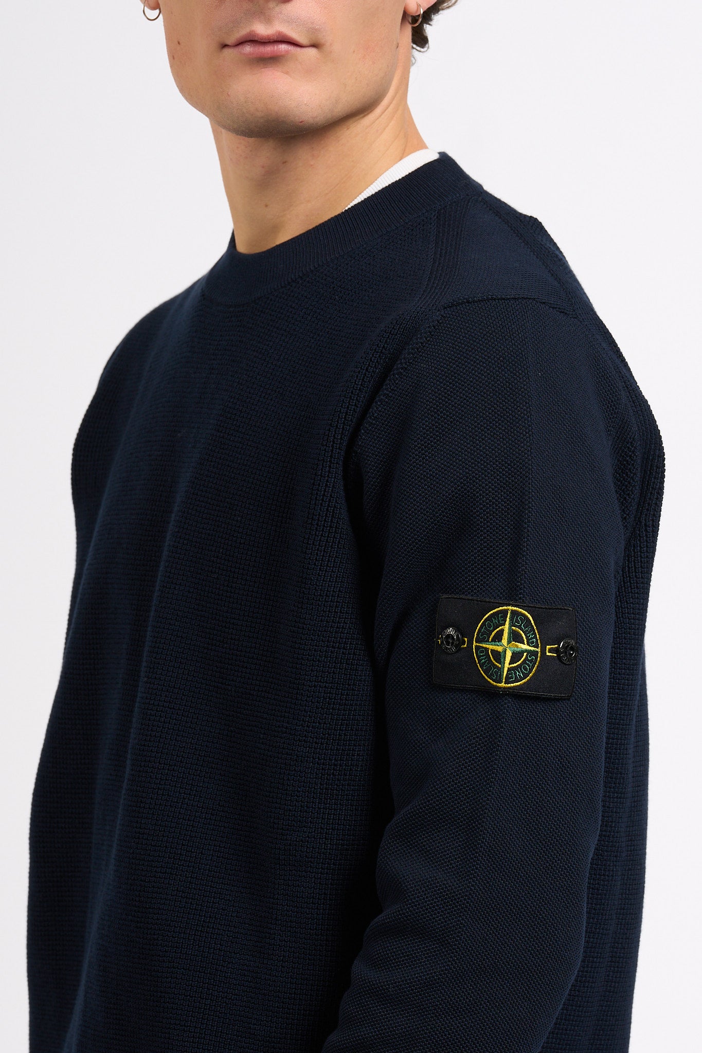 Stone Island Maglia Grana Di Riso Blu Uomo-2