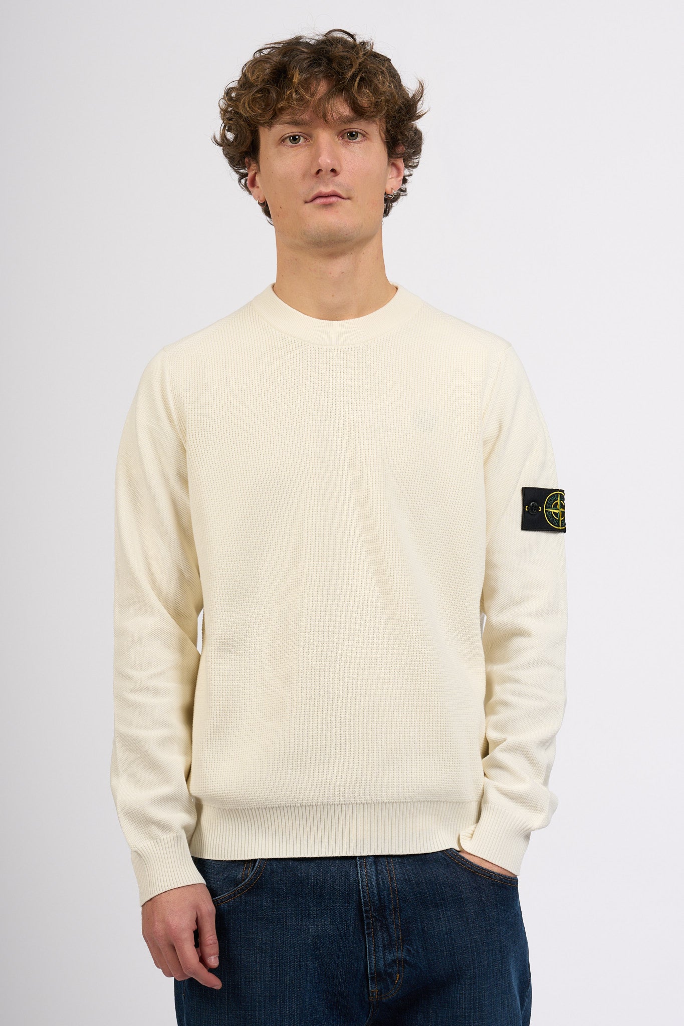 Stone island Maglia Grana Di Riso Avorio Uomo-4
