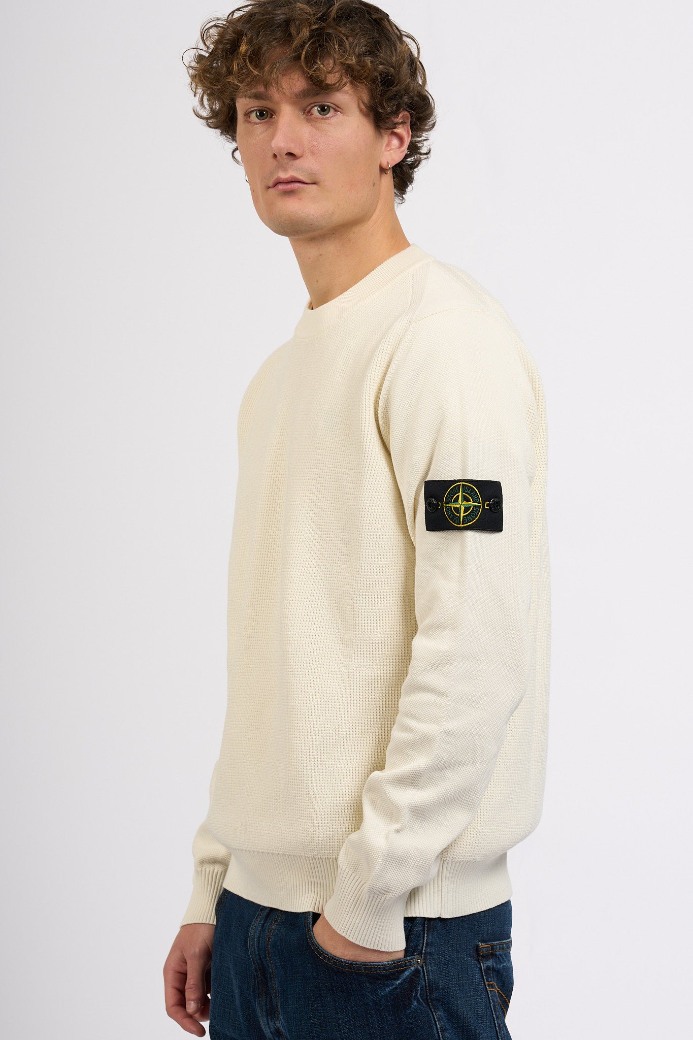 Stone island Maglia Grana Di Riso Avorio Uomo-5