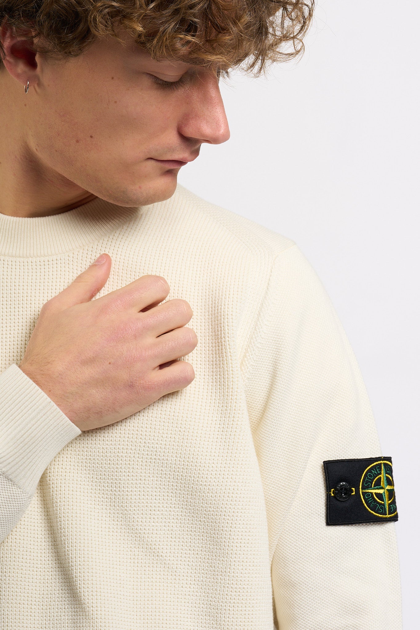 Stone island Maglia Grana Di Riso Avorio Uomo-2