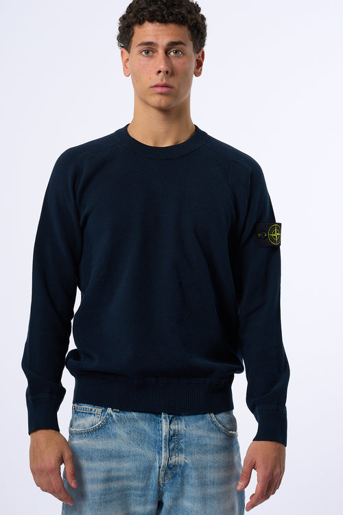 Stone Island Maglia Grana di Riso Blu Uomo