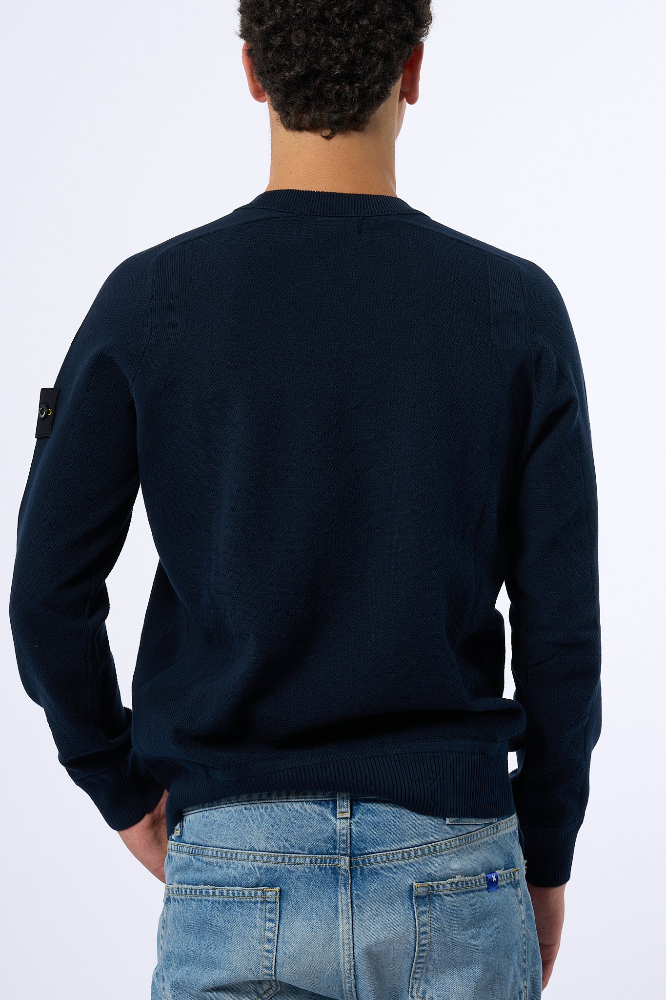 Stone Island Maglia Grana di Riso Blu Uomo-6