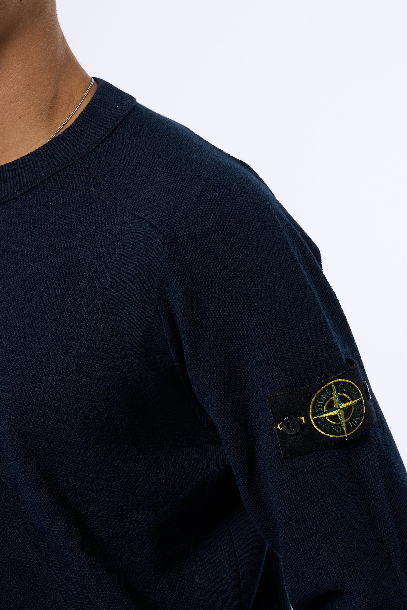 Stone Island Maglia Grana di Riso Blu Uomo-2