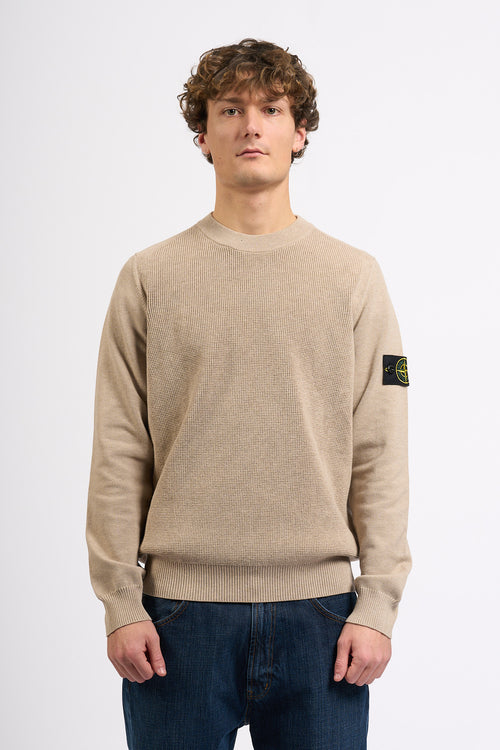 Stone Island Maglia Grana di Riso Sabbia Uomo