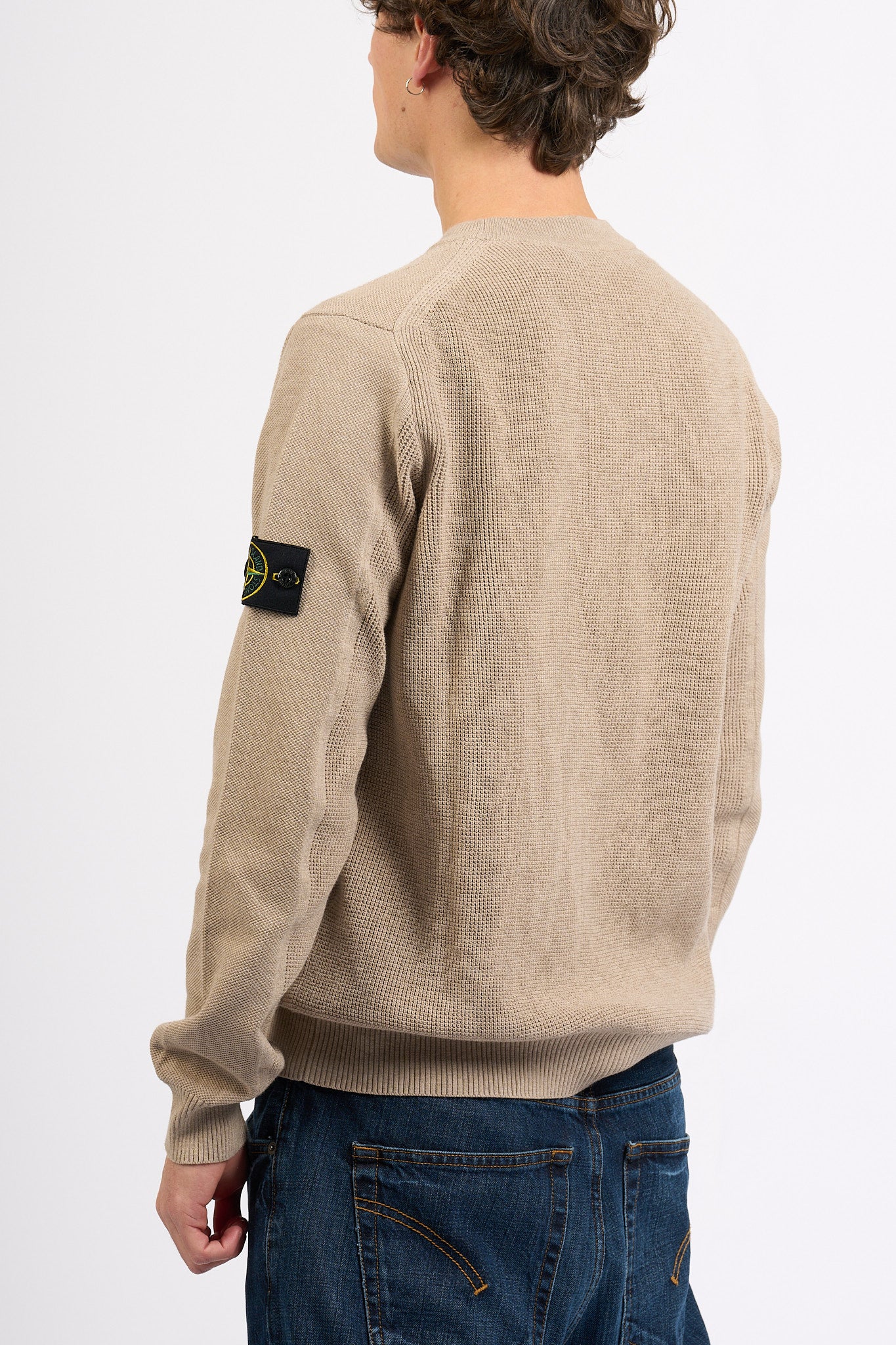 Stone Island Maglia Grana di Riso Sabbia Uomo-6
