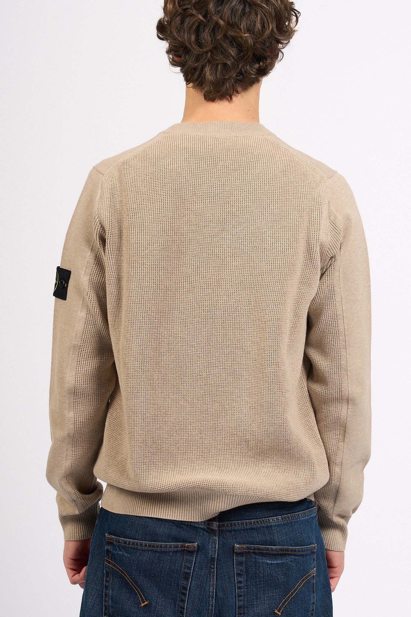 Stone Island Maglia Grana di Riso Sabbia Uomo-7